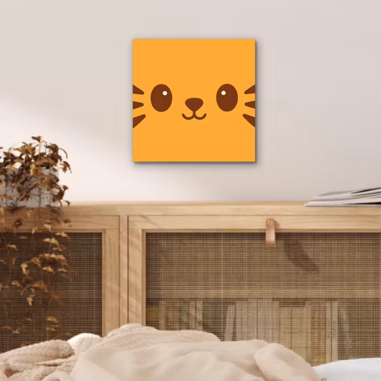 Kat - Simplistisch - Oranje - Vrolijk aluminium wit klein -sfeer3