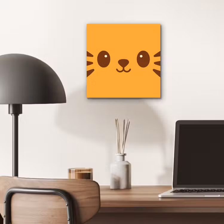 Kat - Simplistisch - Oranje - Vrolijk aluminium wit klein -sfeer5