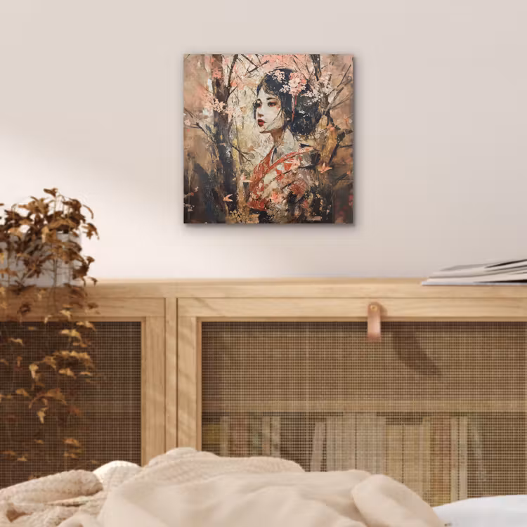 Kimono - Vrouw - kersenbomen aluminium wit klein -sfeer3