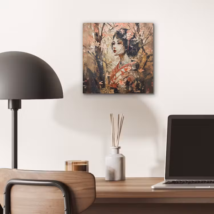 Kimono - Vrouw - kersenbomen aluminium wit klein -sfeer5