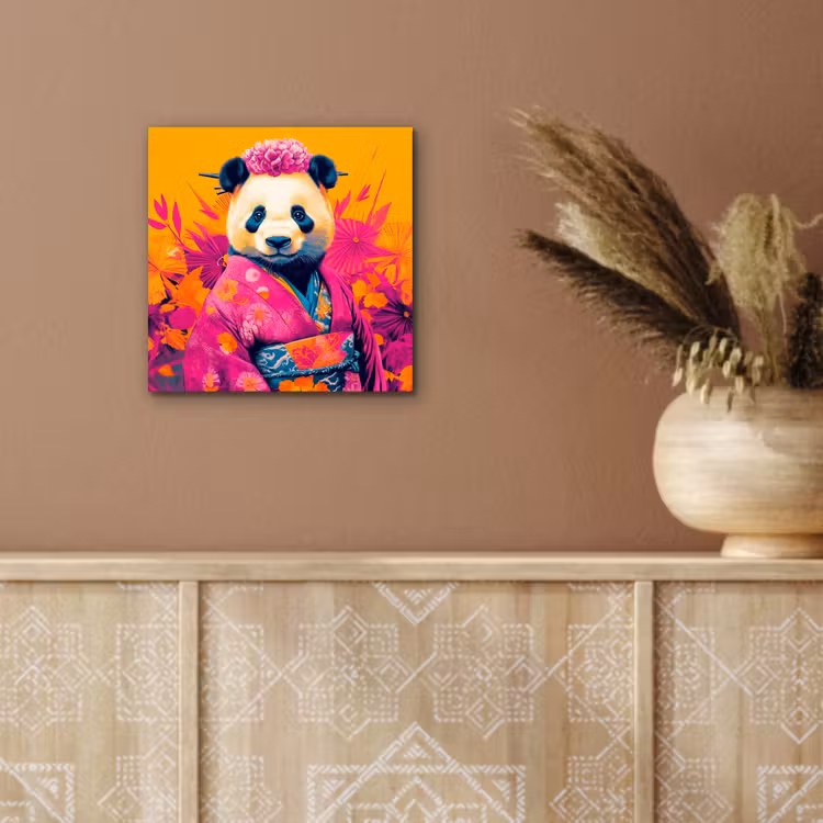 Kimono - Roze - Panda - Bloemenkroon aluminium wit klein -sfeer4