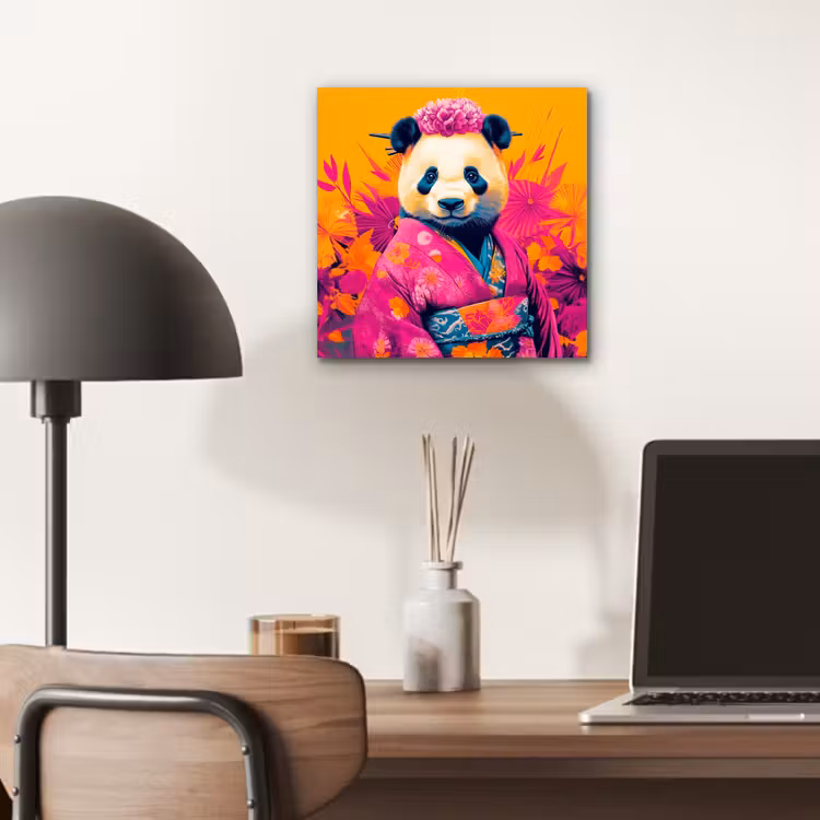 Kimono - Roze - Panda - Bloemenkroon aluminium wit klein -sfeer5