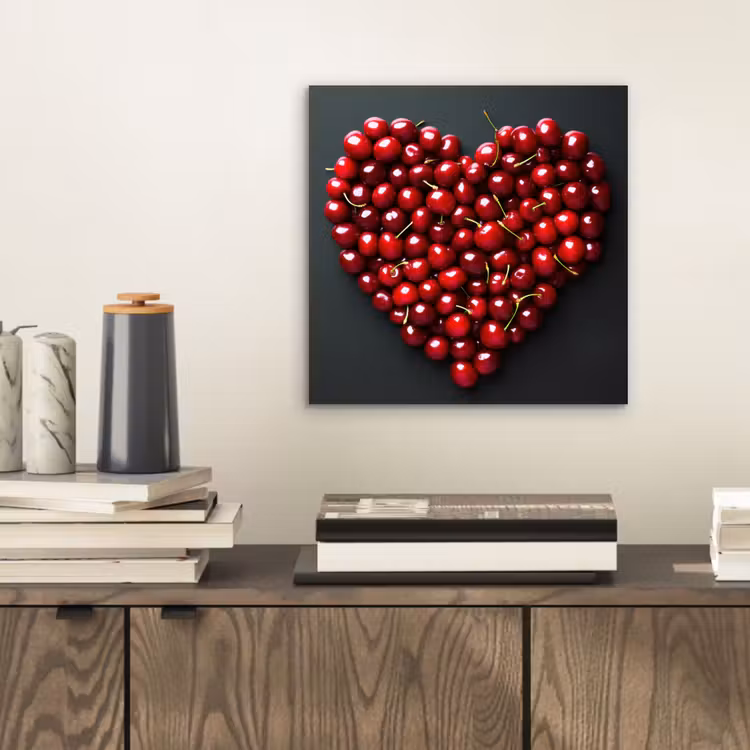 Kersen - Hart - Rood - Zwart aluminium wit klein -sfeer1