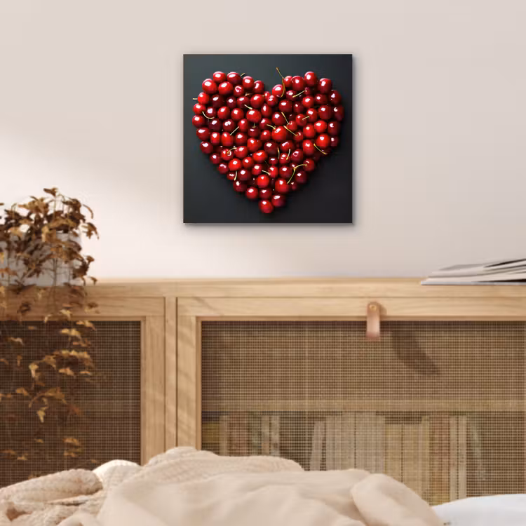 Kersen - Hart - Rood - Zwart aluminium wit klein -sfeer3