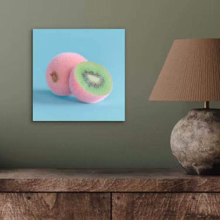 Kiwi - Blauw - Surrealistisch aluminium wit klein -sfeer2