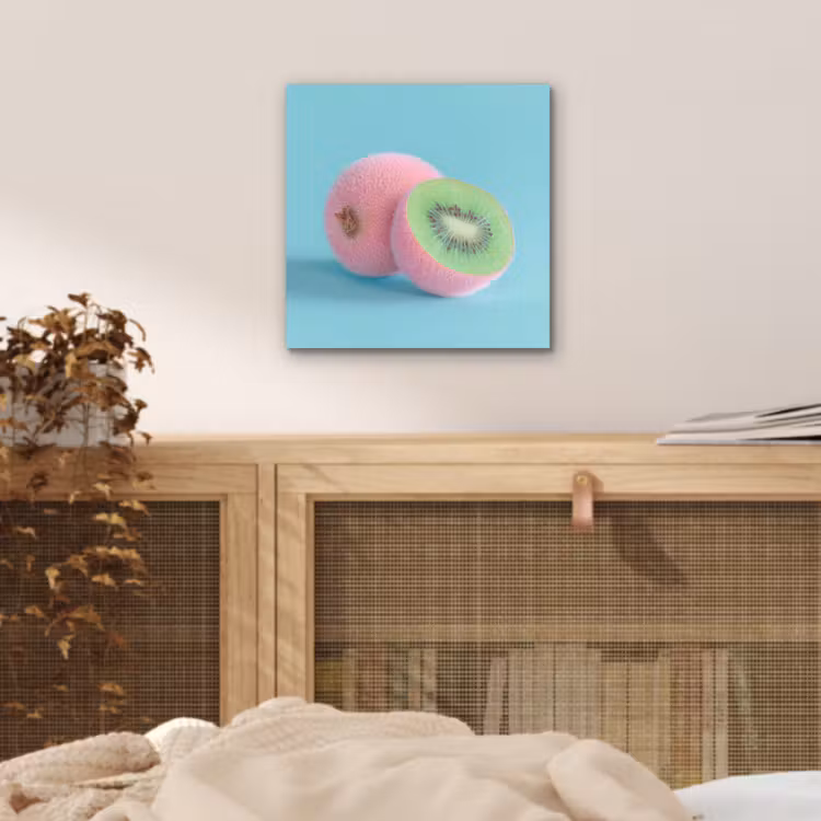 Kiwi - Blauw - Surrealistisch aluminium wit klein -sfeer3