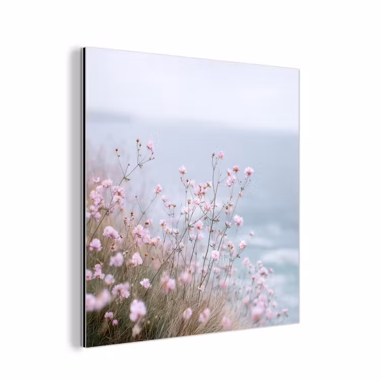 Klif - Bloemen - Zee - Roze aluminium wit klein -3d