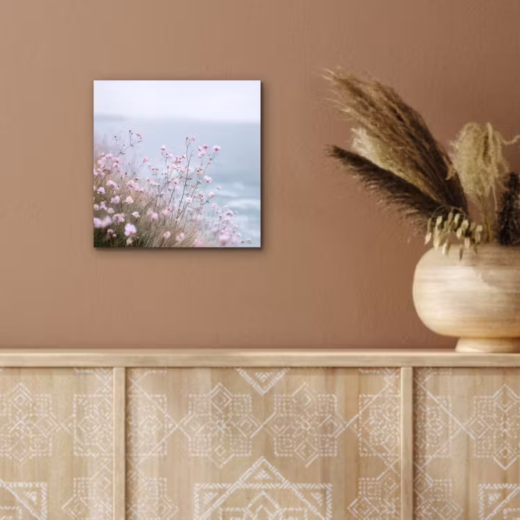 Klif - Bloemen - Zee - Roze aluminium wit klein -sfeer4