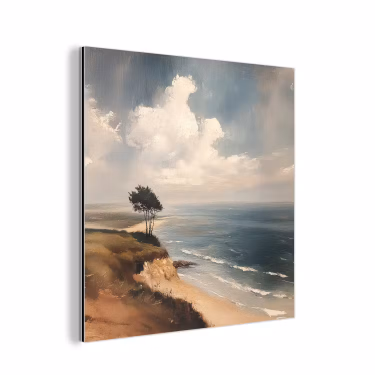 Klif - Zee - Boom aluminium wit klein -3d
