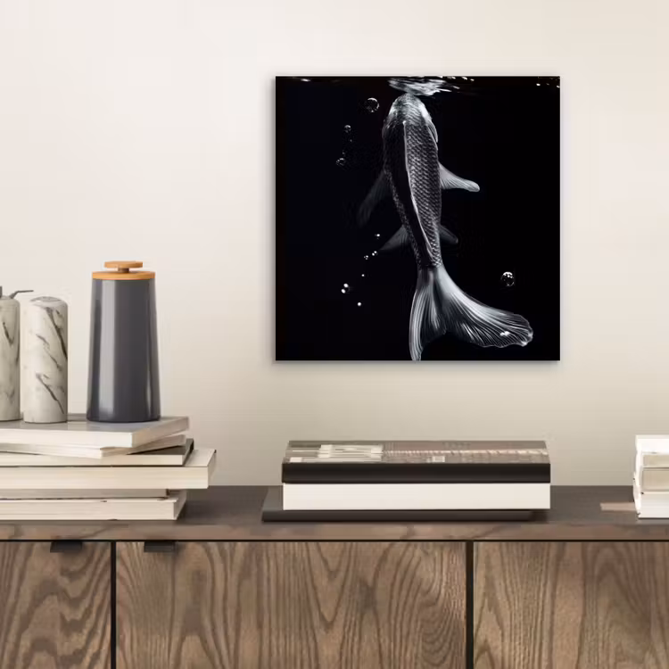 Koi - Vissen - Water - Zwart aluminium wit klein -sfeer1