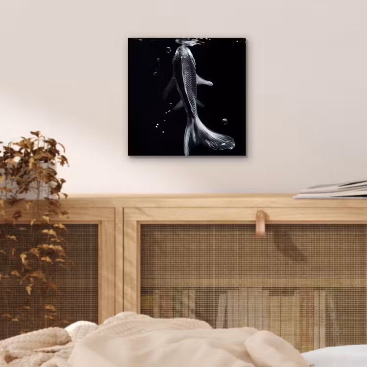 Koi - Vissen - Water - Zwart aluminium wit klein -sfeer3