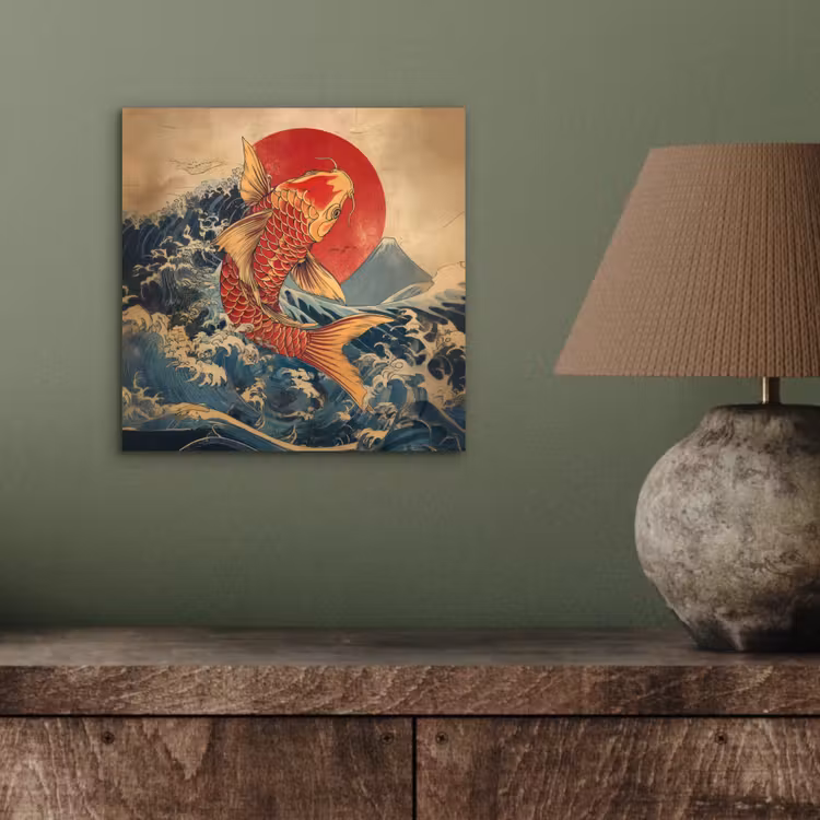 Koi - Zee - Golven - Zon aluminium wit klein -sfeer2