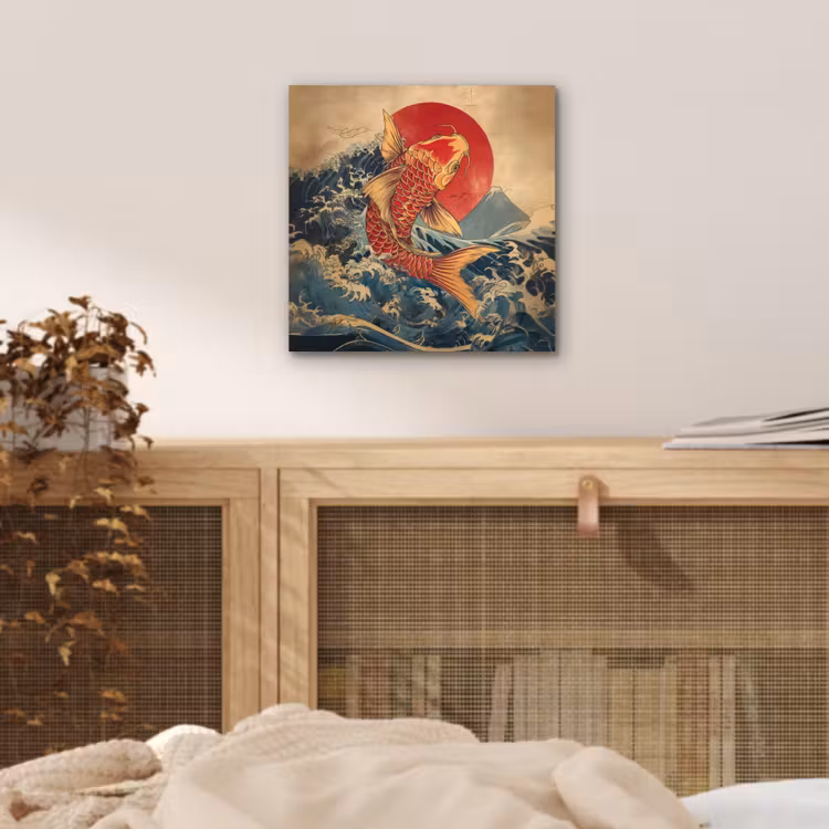 Koi - Zee - Golven - Zon aluminium wit klein -sfeer3