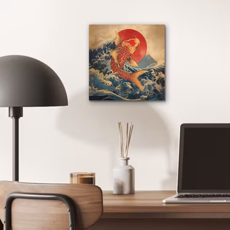 Koi - Zee - Golven - Zon aluminium wit klein -sfeer5