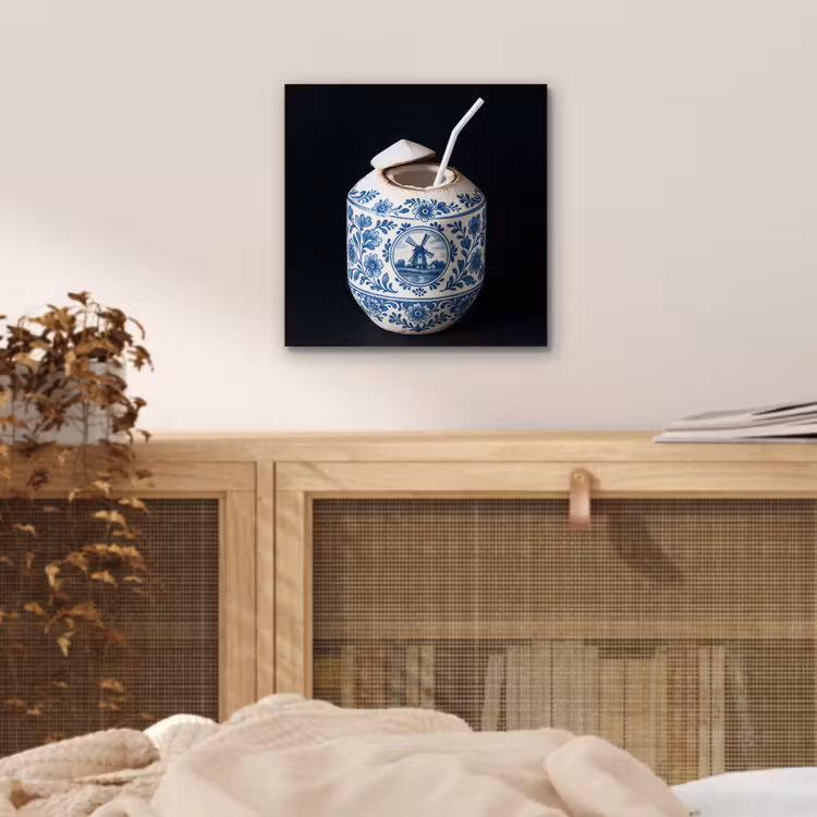 Kokosnoot - Eten - Delfts blauw - Drinken aluminium wit klein -sfeer3
