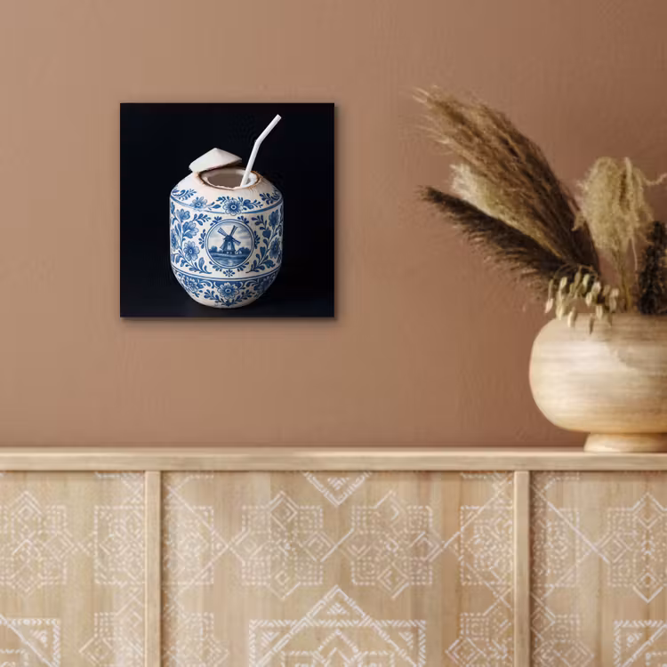 Kokosnoot - Eten - Delfts blauw - Drinken aluminium wit klein -sfeer4
