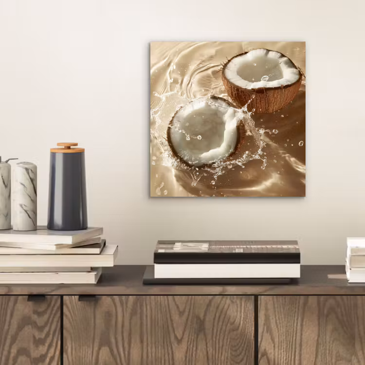 Kokosnoot - Water - Beige - Spetters aluminium wit klein -sfeer1