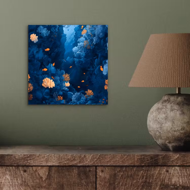 Koraalrif - Vissen - Oceaan - Blauw aluminium wit klein -sfeer2