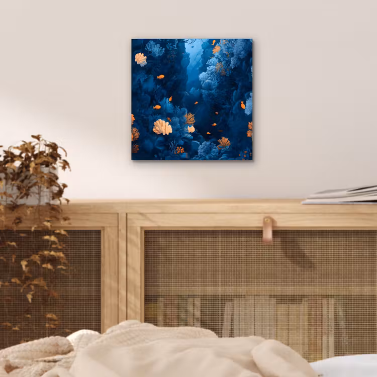 Koraalrif - Vissen - Oceaan - Blauw aluminium wit klein -sfeer3