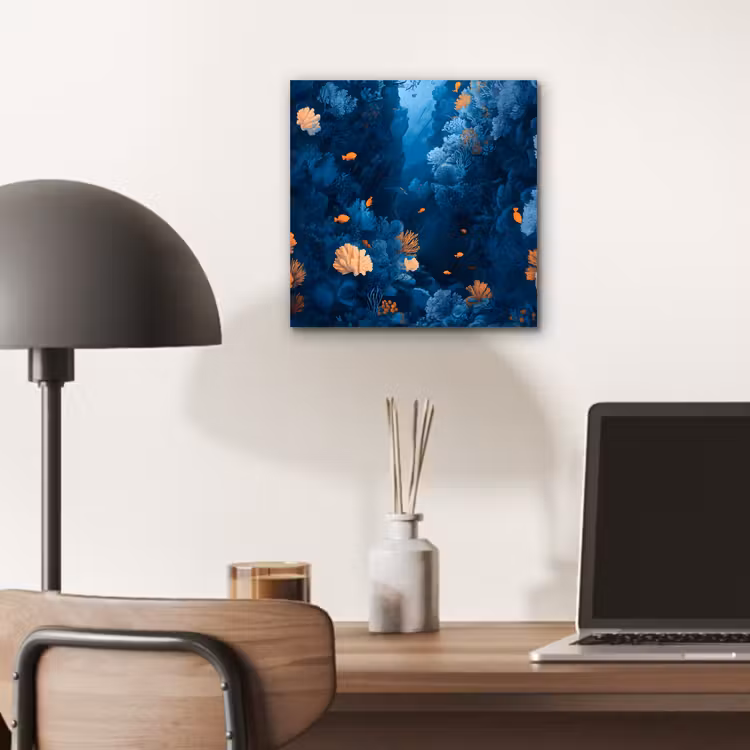 Koraalrif - Vissen - Oceaan - Blauw aluminium wit klein -sfeer5