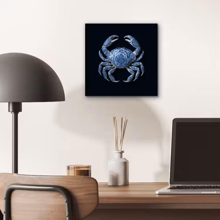Krab - Delfts blauw - Dieren aluminium wit klein -sfeer5