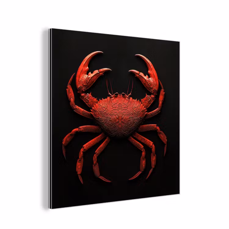 Krab - Rood - Vissen - Schaaldieren aluminium wit klein -3d