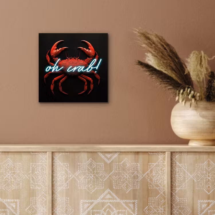 Krab - Rood - Neon - Quote aluminium wit klein -sfeer4