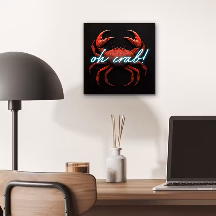 Krab - Rood - Neon - Quote aluminium wit klein -sfeer5