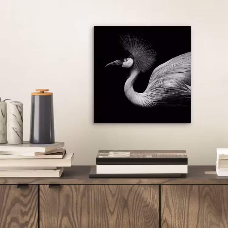 Kraanvogel - Zwart - Wit - Vogel - Dieren aluminium wit klein -sfeer1