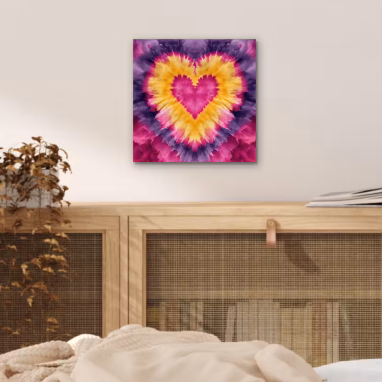 Tie dye - Hartvorm - Vlammen - Oranje aluminium wit klein -sfeer3