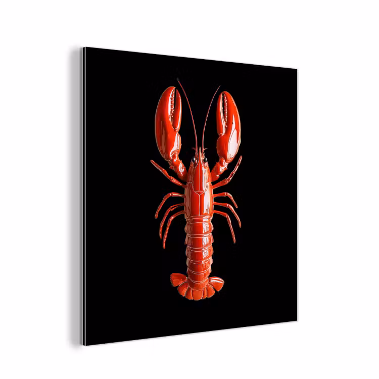 Kreeft - Glossier Rood - Zwart aluminium wit klein -3d