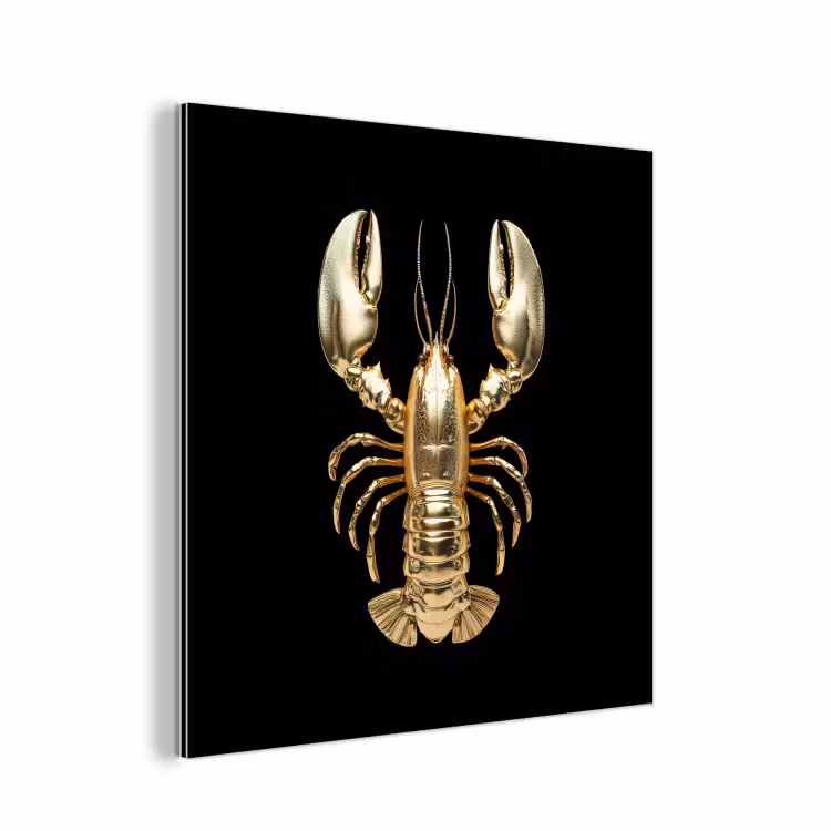 Kreeft - Goud - Textuur - Zwart aluminium wit klein -3d