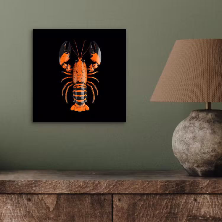 Kreeft - Oranje - Zwart - Modern aluminium wit klein -sfeer2