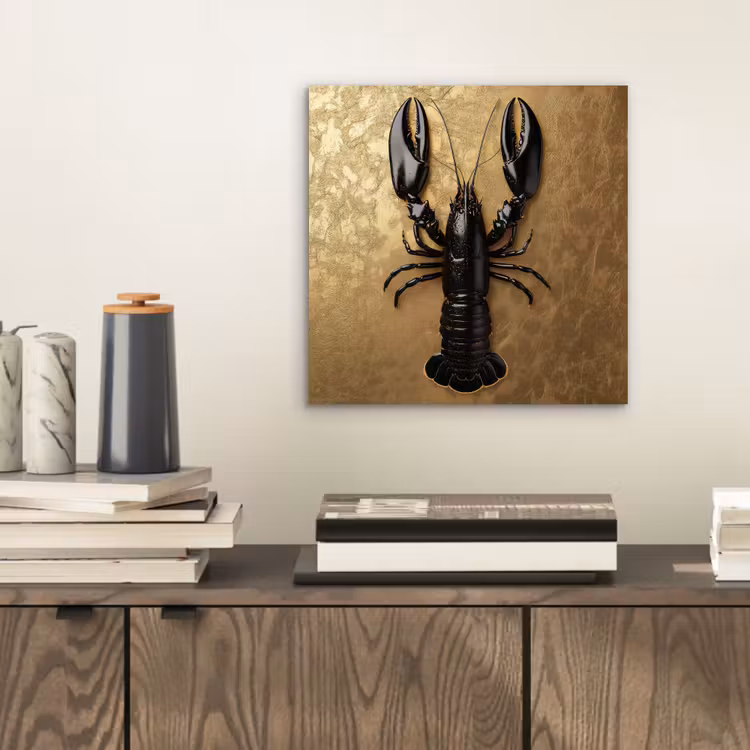 Kreeft - Zwart - Goud - Luxe aluminium wit klein -sfeer1