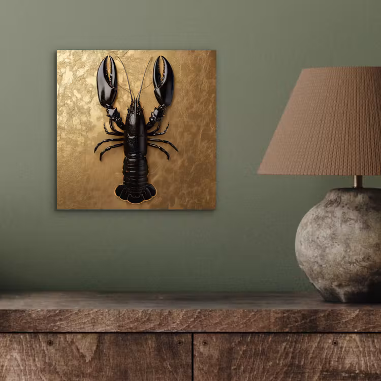 Kreeft - Zwart - Goud - Luxe aluminium wit klein -sfeer2