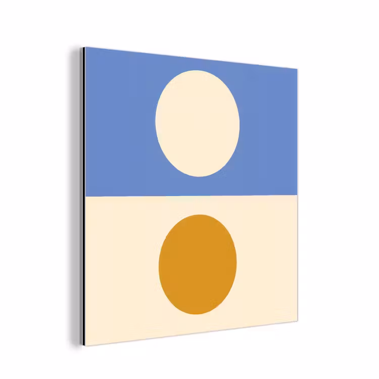 Cirkels - Symmetrisch - Wit - Blauw- Geel aluminium wit klein -3d