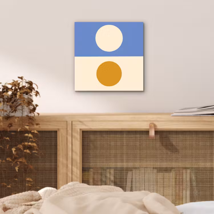 Cirkels - Symmetrisch - Wit - Blauw- Geel aluminium wit klein -sfeer3