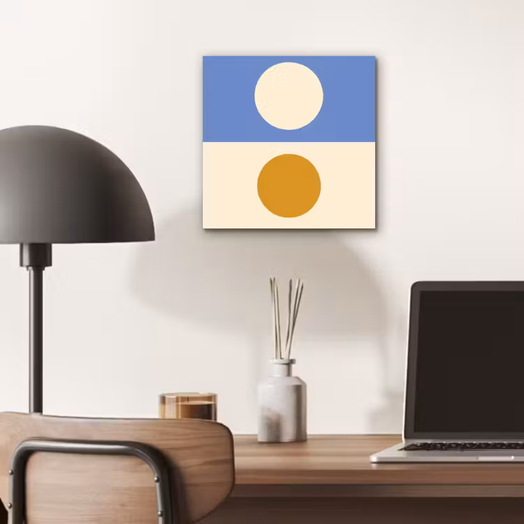 Cirkels - Symmetrisch - Wit - Blauw- Geel aluminium wit klein -sfeer5