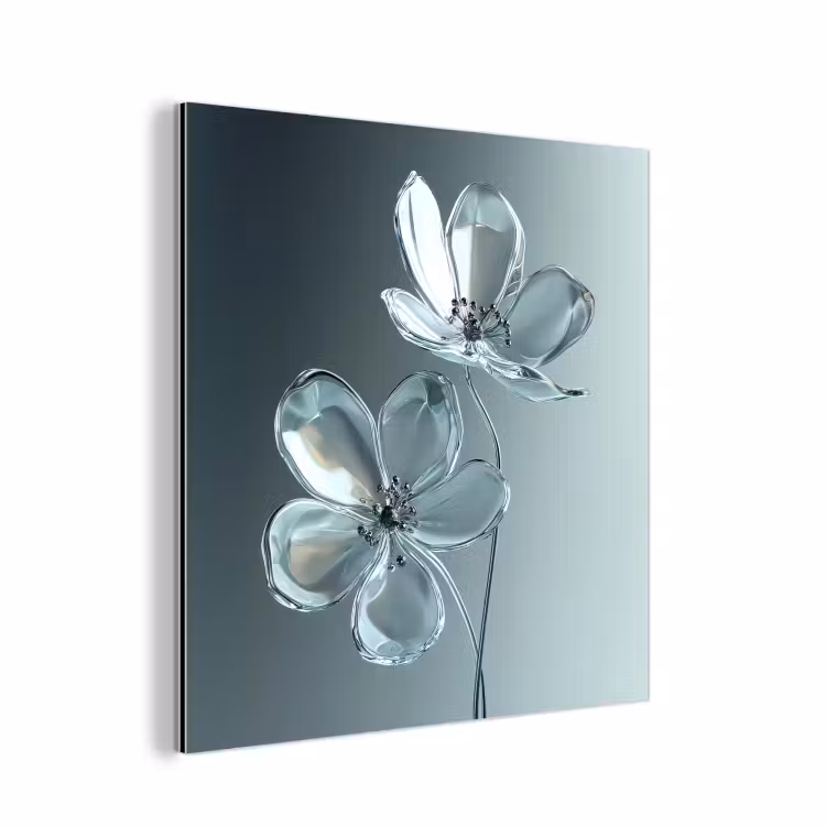 Kristal - Bloemen - Grijs aluminium wit klein -3d