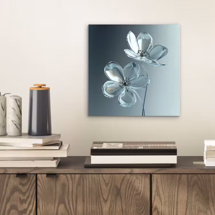 Kristal - Bloemen - Grijs aluminium wit klein -sfeer1