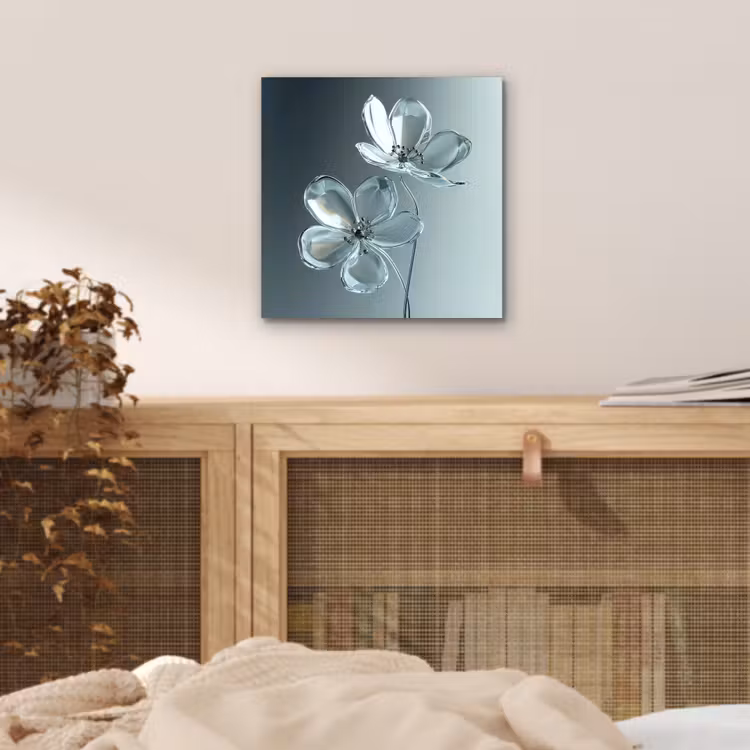 Kristal - Bloemen - Grijs aluminium wit klein -sfeer3