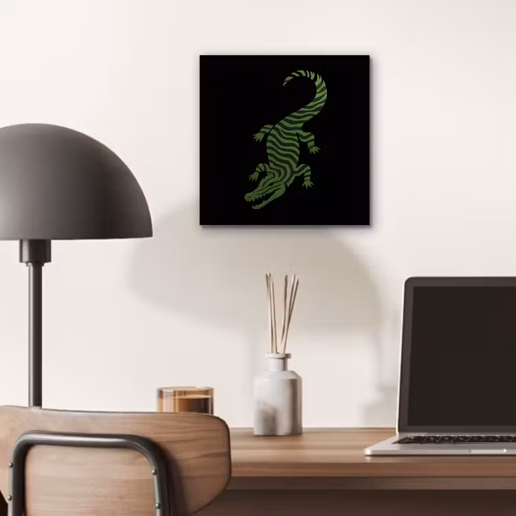 Krokodil - Groen - Tijgerachtig - Strepen aluminium wit klein -sfeer5
