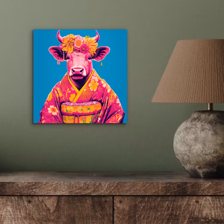 Koe - Bloemenkrans - Oorhangers - Kimono aluminium wit klein -sfeer2