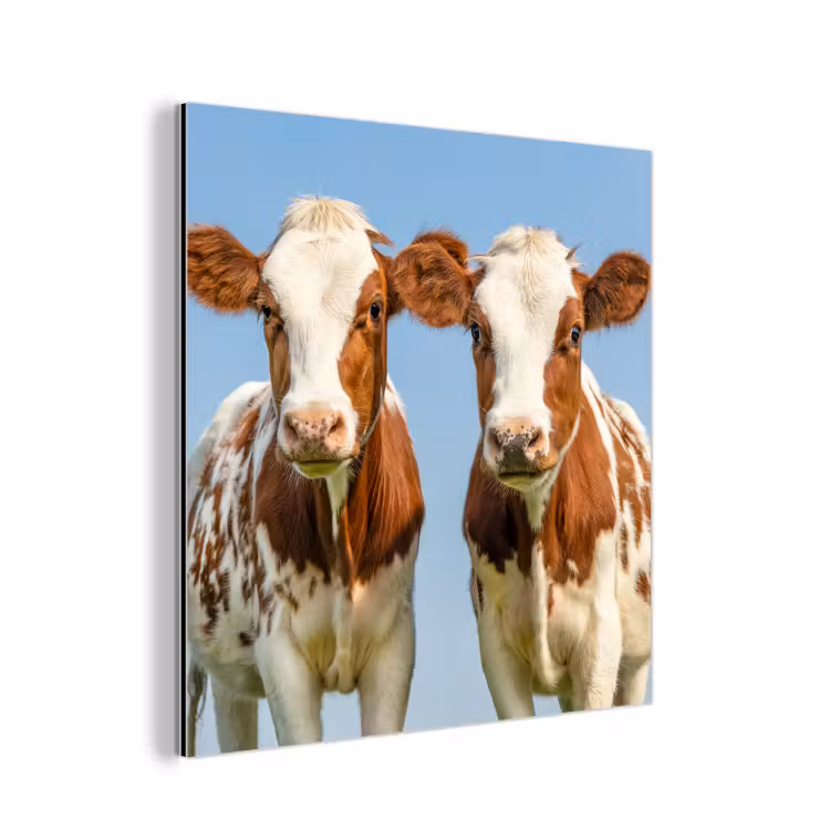 Koeien - Lucht - Dieren - Boerderij - Portret aluminium wit klein -3d