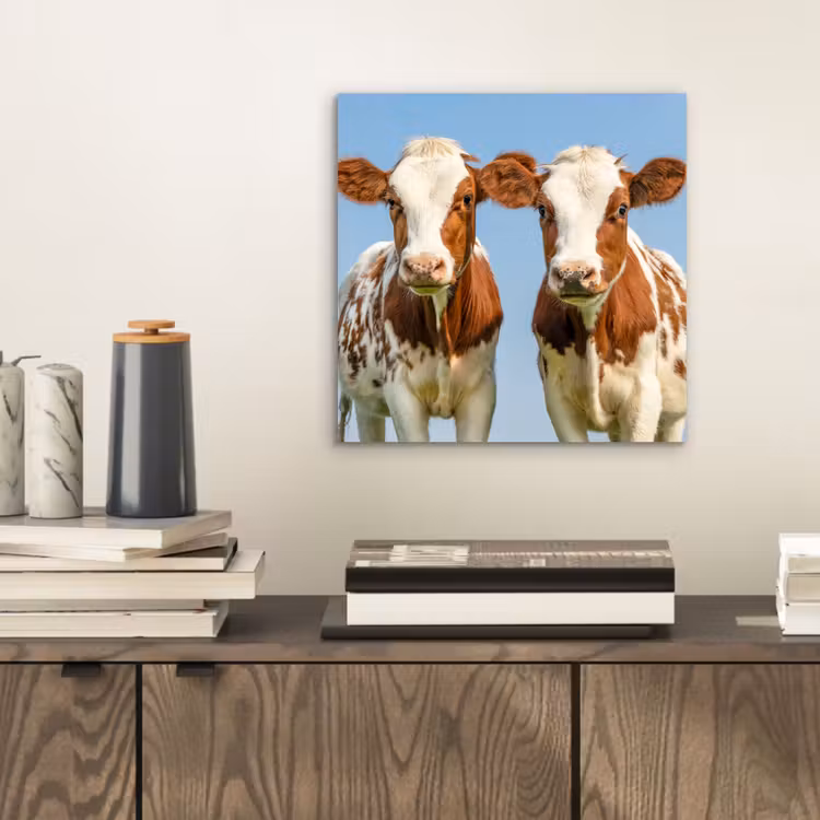 Koeien - Lucht - Dieren - Boerderij - Portret aluminium wit klein -sfeer1
