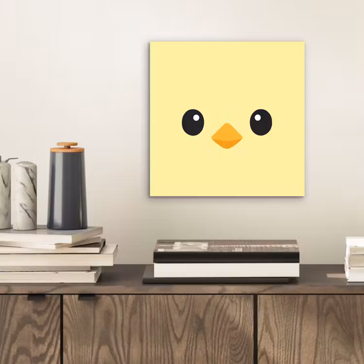 Kuiken - Vrolijk - Geel - Minimalistisch aluminium wit klein -sfeer1