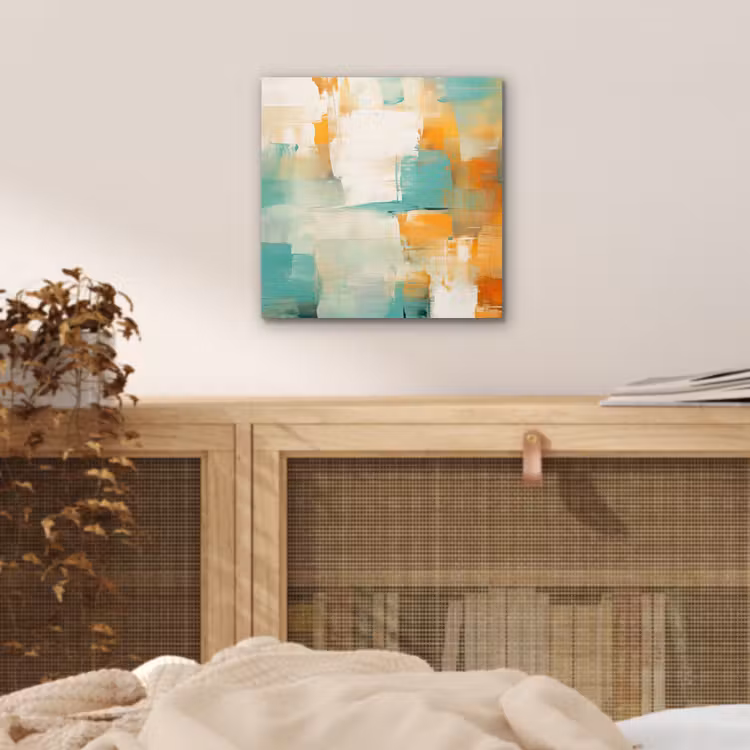 Kunst - Abstract - Blauw - Wit aluminium wit klein -sfeer3