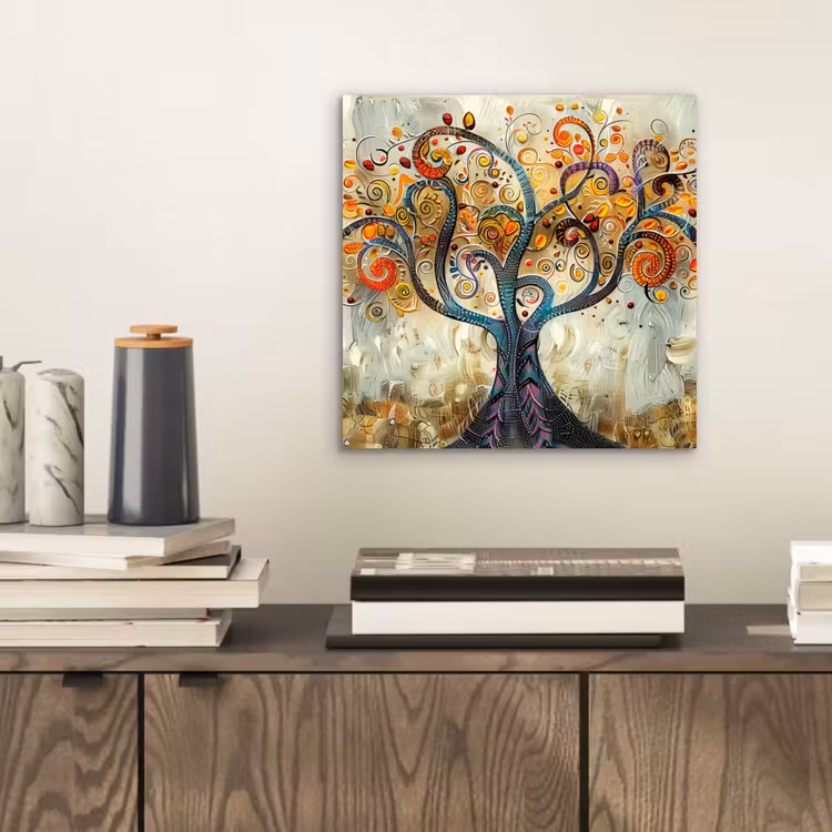 Kunst - Levensboom - Botanisch - Abstract aluminium wit klein -sfeer1