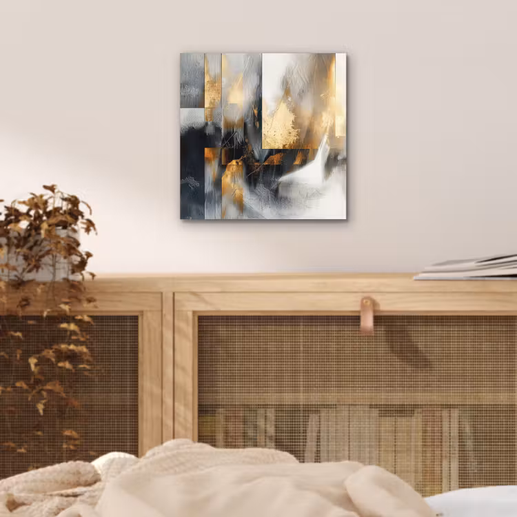 Kunst - Goud - Zilver - Abstract aluminium wit klein -sfeer3