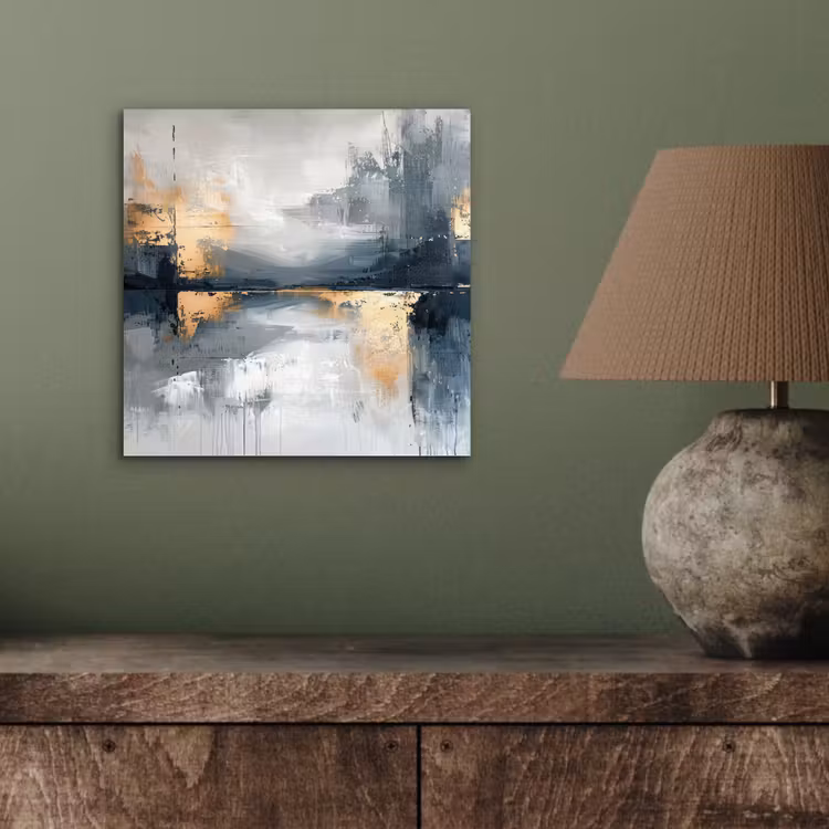 Kunst - Grijs - Goud - Abstract aluminium wit klein -sfeer2